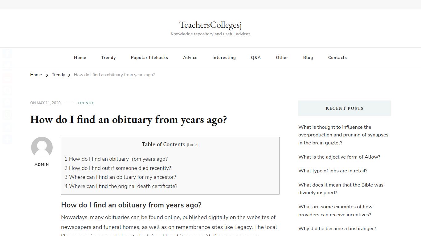 How do I find an obituary from years ago? – TeachersCollegesj