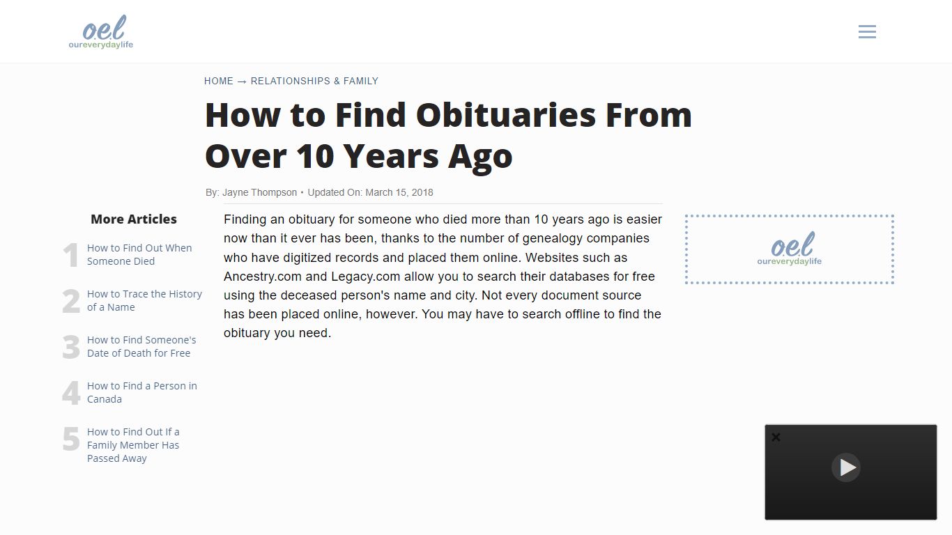 How to Find Obituaries From Over 10 Years Ago - Our Everyday Life