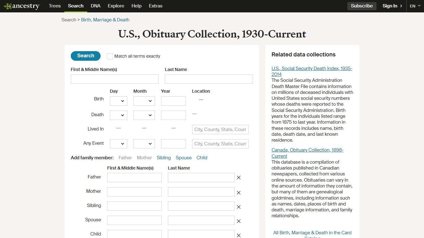 U.S., Obituary Collection, 1930-Current - Ancestry.com